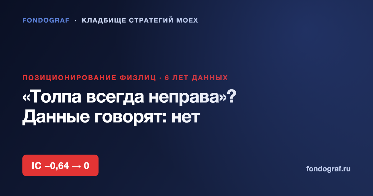 «Толпа всегда неправа»? Проверили на 6 годах позиционирования физлиц на MOEX
