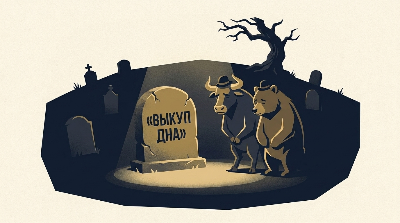 Бык и медведь у надгробия с надписью &laquo;Выкуп дна&raquo; &mdash; очередная народная примета отправляется в кладбище стратегий Мосбиржи