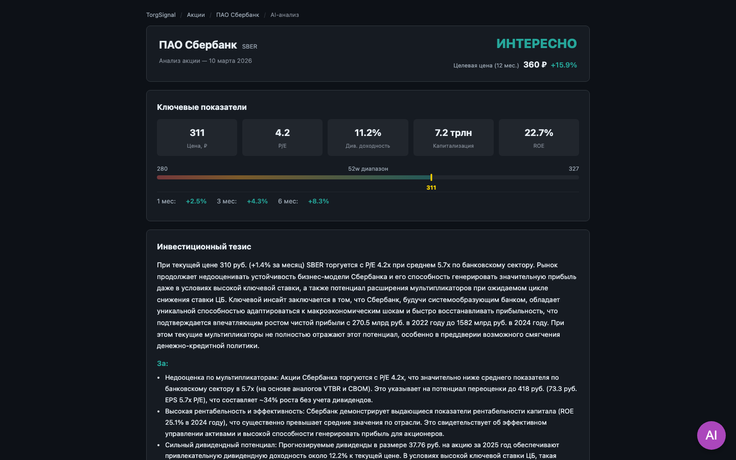 AI-отчёт с графиками и сценариями
